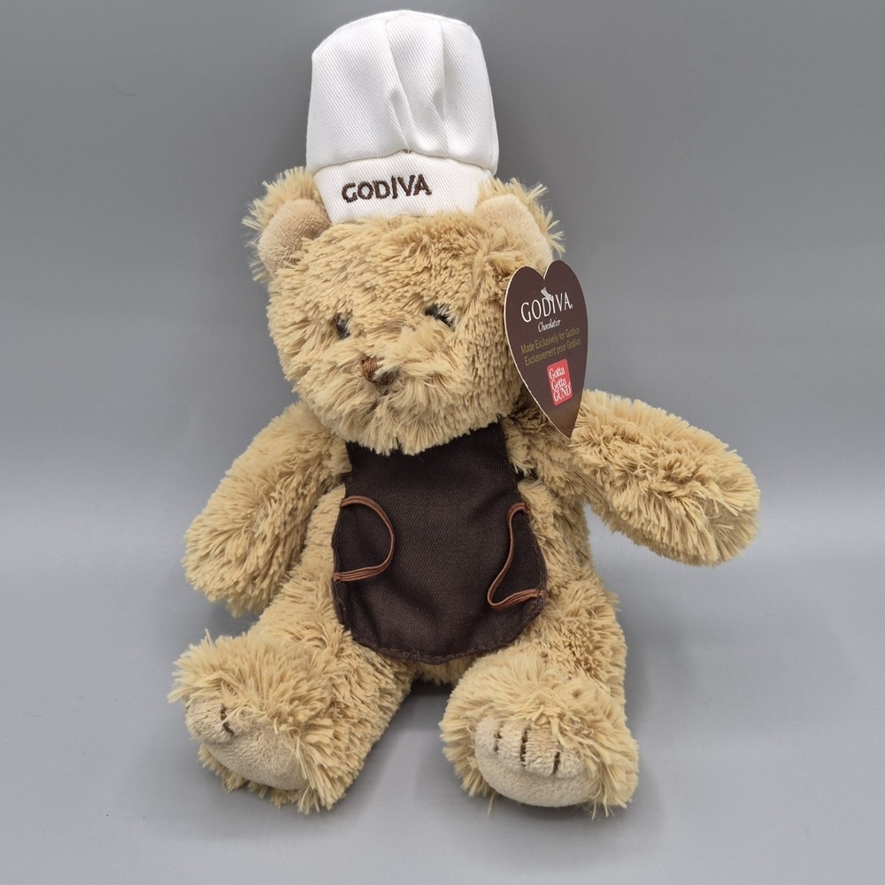 Gund Godiva Chocolate Tan Teddy Bear Plush Chef Cook‎ Hat